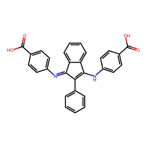 Benzoic acid, 4-((3-((4-carboxyphenyl)amino)-2-phenyl-1H-inden-1-ylidene)amino)- structure
