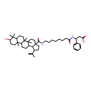 (3R,S)-N'-(N-(3beta-Hydroxylup-20(29)-en-28-oyl)-3-amino-3-phenylpropionic acid structure
