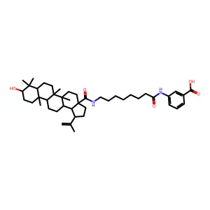 N'-(N-3beta-Hydroxylup-20(29)-en-28-oyl)-8-aminooctanoyl)-3-aminobenzoic acid structure