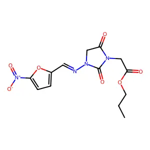 propyl 2-[3-[(5-nitrofuran-2-yl)methylideneamino]-2,5-dioxoi structure