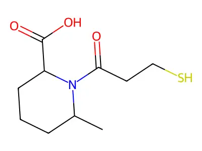 1-(3-Mercaptopropanoyl)-6-methylpiperidine-2-carboxylic acid structure