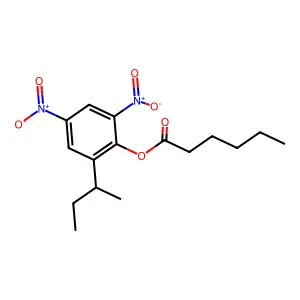 2-(Butan-2-yl)-4,6-dinitrophenyl hexanoate structure