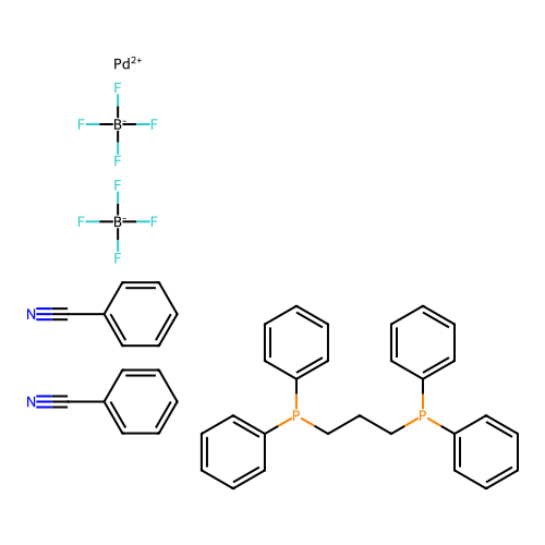 [Pd(dppp)(PhCN)2](BF4)2 structure