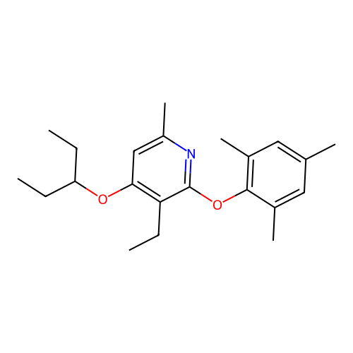 Pyridine, 3-ethyl-4-(1-ethylpropoxy)-6-methyl-2-(2,4,6-trimethylphenoxy)- structure