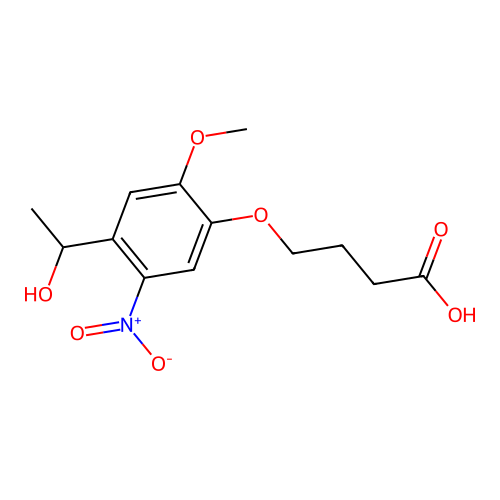 4-[4-(1-Hydroxyethyl)-2-methoxy-5-nitrophenoxy]butyric acid structure