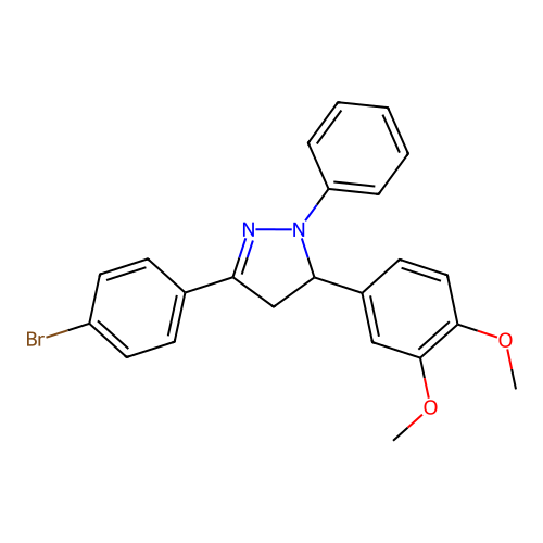3-(4-bromophenyl)-5-(3,4-dimethoxyphenyl)-1-phenyl-4,5-dihydro-1H-pyrazole structure