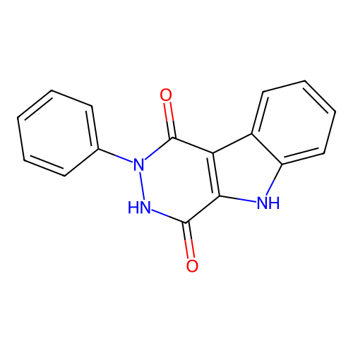 2-Phenyl-2,3-dihydro-1H-pyridazino[4,5-b]indole-1,4(5H)-dione structure