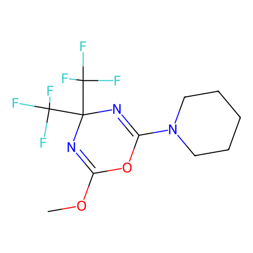 2-(Piperidin-1-yl)-4,4-bis(trifluoromethyl)-6-methoxy-1,3,5-oxadiazine structure
