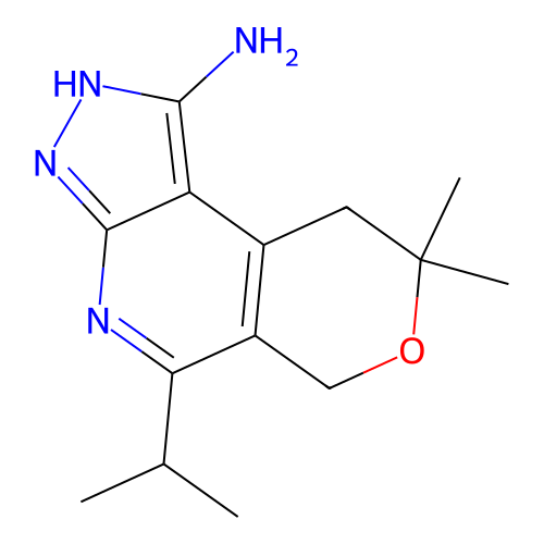 5-isopropyl-8,8-dimethyl-3,6,8,9-tetrahydropyrano[4,3-d]pyrazolo[3,4-b]pyridin-1-amine structure