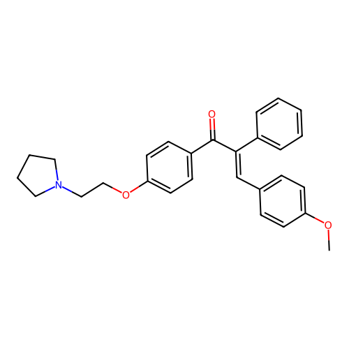 3-(p-Methoxyphenyl)-2-phenyl-4'-(2-(1-pyrrolidinyl)ethoxy)acrylophenone structure