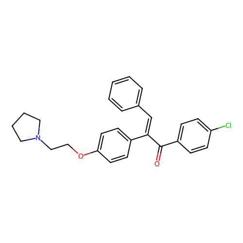 4-Chloro-alpha-(p-(2-(1-pyrrolidinyl)ethoxy)phenyl)chalcone structure