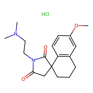 Spiro(naphthalene-1(2H),3'-pyrrolidine)-2',5'-dione, 3,4-dihydro-1'-(2-(dimethylamino)ethyl)-6-methoxy-, hydrochloride structure