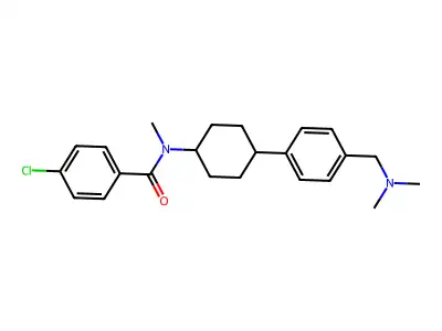 4-chloro-N-methyl-N-[(1r,4r)-4-{4-[(dimethylamino)methyl]phenyl}cyclohexyl]benzamide structure