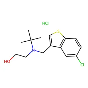 Ethanol, 2-(tert-butyl((5-chlorobenzo(b)thien-3-yl)methyl)amino)-, hydrochloride structure