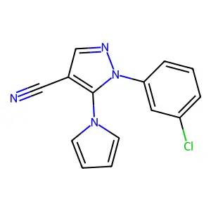 1-(3-chlorophenyl)-5-(1H-pyrrol-1-yl)-1H-pyrazole-4-carbonitrile structure