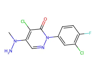 5-[Amino(methyl)amino]-4-chloro-2-(3-chloro-4-fluorophenyl)pyridazin-3-one structure
