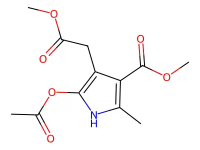 methyl 5-(acetyloxy)-4-(2-methoxy-2-oxoethyl)-2-methyl-1H-pyrrole-3-carboxylate structure