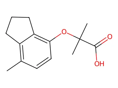 2-methyl-2-[(7-methyl-2,3-dihydro-1H-inden-4-yl)oxy]propanoic acid structure