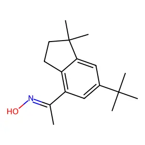 N-[1-(6-tert-butyl-1,1-dimethyl-2,3-dihydroinden-4-yl)ethylidene]hydroxylamine structure