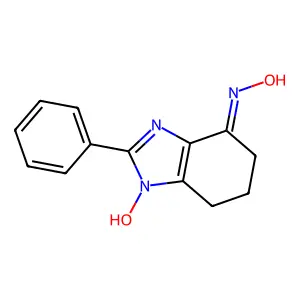 N-(1-hydroxy-2-phenyl-6,7-dihydro-5H-benzimidazol-4-ylidene)hydroxylamine structure
