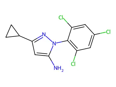 3-Cyclopropyl-1-(2,4,6-trichlorophenyl)-1H-pyrazol-5-amine structure