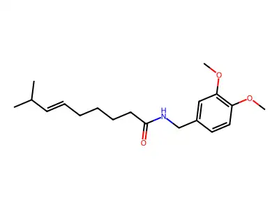 N-[(4-hydroxy-3-methoxyphenyl)methyl]-2,8-dimethylnon-6-enamide structure