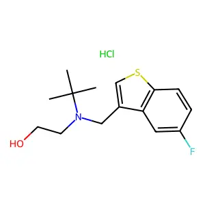 Ethanol, 2-(tert-butyl((5-fluorobenzo(b)thien-3-yl)methyl)amino)-, hydrochloride structure