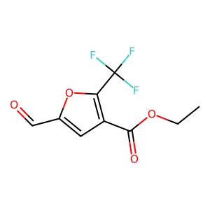 3-Furoic acid, 5-formyl-2-trifluoromethyl-, ethyl ester structure