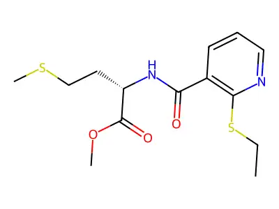 L-Methionine, N-[[2-(ethylthio)-3-pyridinyl]carbonyl]-, methyl ester structure