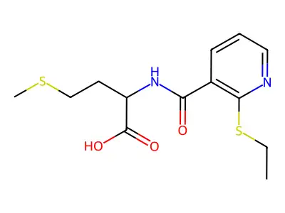 N-[2-(Ethylsulfanyl)pyridine-3-carbonyl]methionine structure