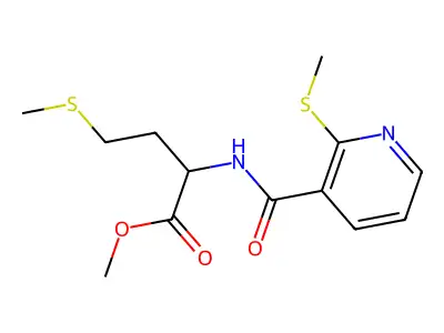 L-Methionine, N-[[2-(methylthio)-3-pyridinyl]carbonyl]-, methyl ester structure