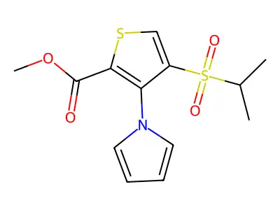methyl 4-(isopropylsulfonyl)-3-(1H-pyrrol-1-yl)thiophene-2-carboxylate structure