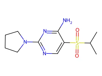 5-(isopropylsulfonyl)-2-tetrahydro-1H-pyrrol-1-ylpyrimidin-4-amine structure