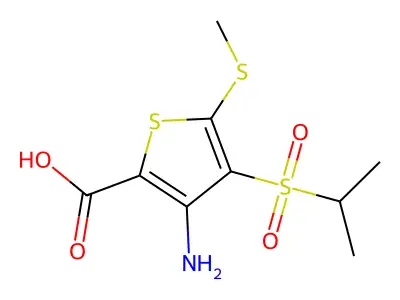 3-Amino-4-(isopropylsulfonyl)-5-(methylthio)thiophene-2-carboxylic acid structure