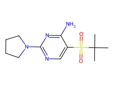 5-(tert-butylsulfonyl)-2-tetrahydro-1H-pyrrol-1-ylpyrimidin-4-amine structure