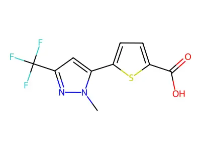 5-(1-Methyl-3-(trifluoromethyl)-1H-pyrazol-5-yl)-2-thiophenecarboxylic acid structure