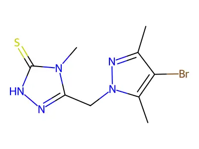 5-(4-Bromo-3,5-dimethylpyrazol-1-ylmethyl)-4-methyl-1,2,4-triazole-3-thiol structure