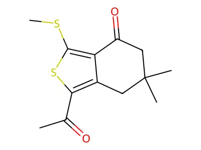1-Acetyl-6,6-dimethyl-3-(methylthio)-4,5,6,7-tetrahydrobenzo[c]thiophen-4-one structure
