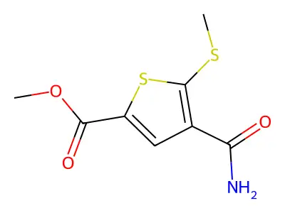 Methyl 4-(aminocarbonyl)-5-(methylthio)thiophene-2-carboxylate structure