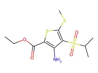 Ethyl 3-amino-4-(isopropylsulfonyl)-5-(methylthio)thiophene-2-carboxylate structure