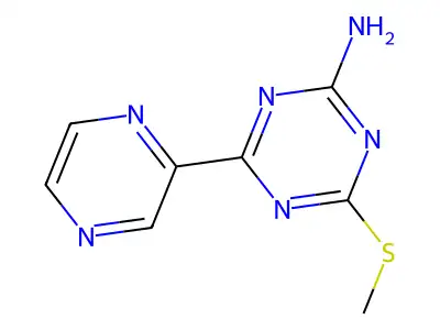 4-(Methylthio)-6-pyrazin-2-yl-1,3,5-triazin-2-amine structure