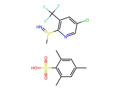 S-[5-Chloro-3-(trifluoromethyl)pyrid-2-yl]-S-methylsulfilimine 2,4,6-trimethylbenzenesulfonate structure