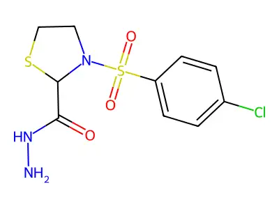 3-[(4-Chlorophenyl)sulfonyl]-1,3-thiazolane-2-carbohydrazide structure