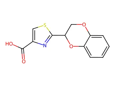 2-(2,3-Dihydro-1,4-benzodioxin-2-yl)-1,3-thiazole-4-carboxylic acid structure