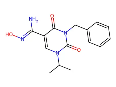 3-benzyl-N'-hydroxy-2,4-dioxo-1-propan-2-ylpyrimidine-5-carboximidamide structure