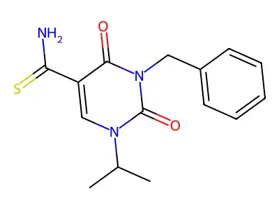 3-Benzyl-2,4-dioxo-1-(propan-2-yl)-1,2,3,4-tetrahydropyrimidine-5-carbothioamide structure