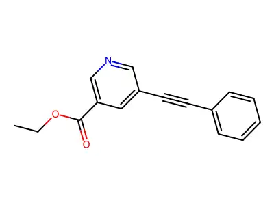 Ethyl 5-(2-phenyleth-1-ynyl)nicotinate structure