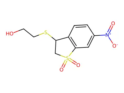 2-[(6-Nitro-1,1-dioxido-2,3-dihydro-1-benzothien-3-YL)thio]ethanol structure