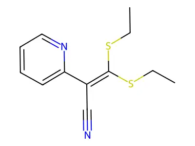 3,3-Di(ethylthio)-2-(2-pyridyl)acrylonitrile structure