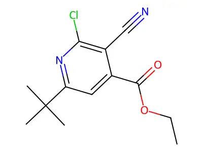 Ethyl 6-(tert-butyl)-2-chloro-3-cyanoisonicotinate structure